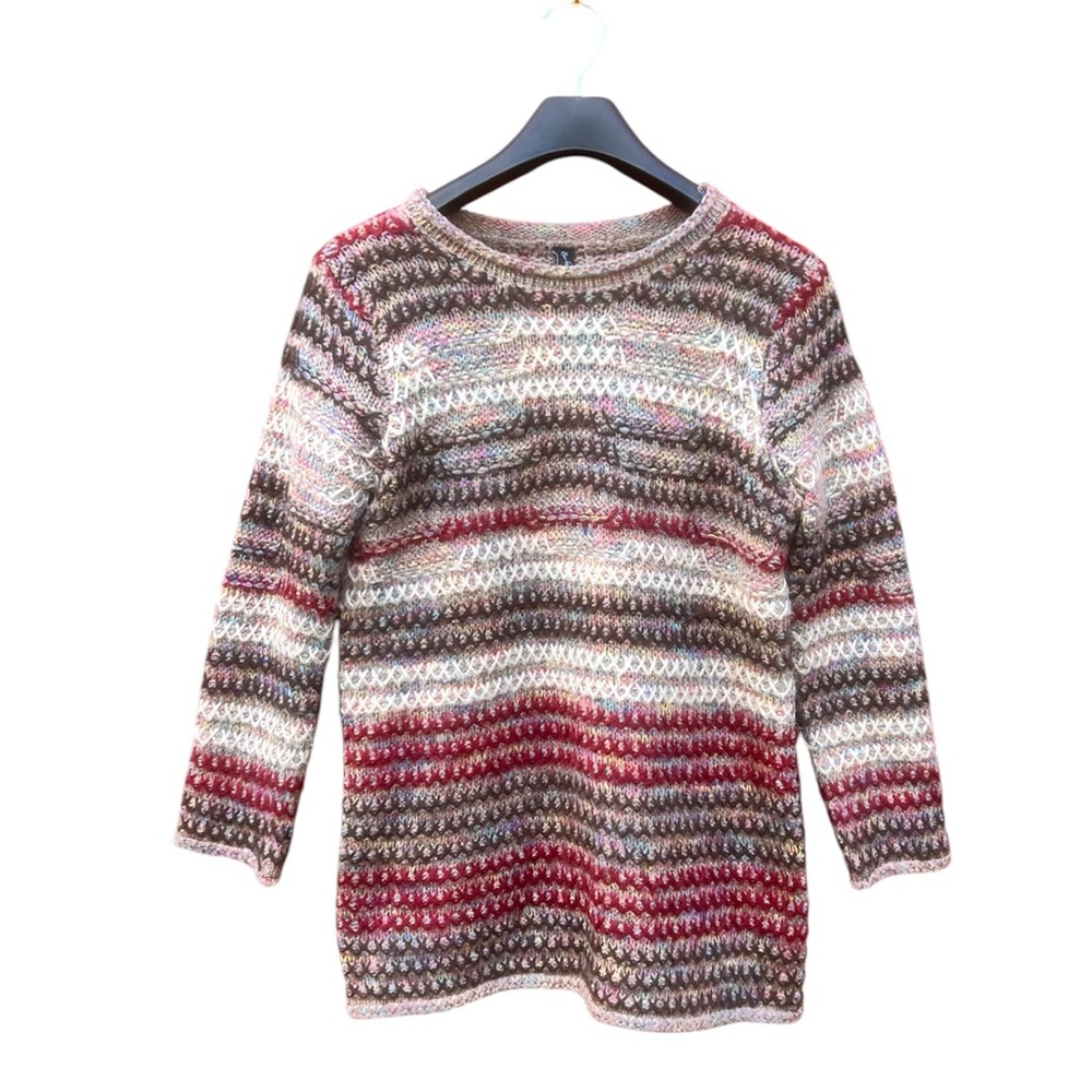 Sacred Threads Red and Brown Crew Neck Sweater